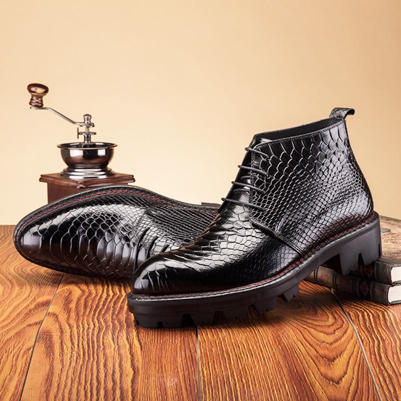 Crocodile print men's mid-calf boots