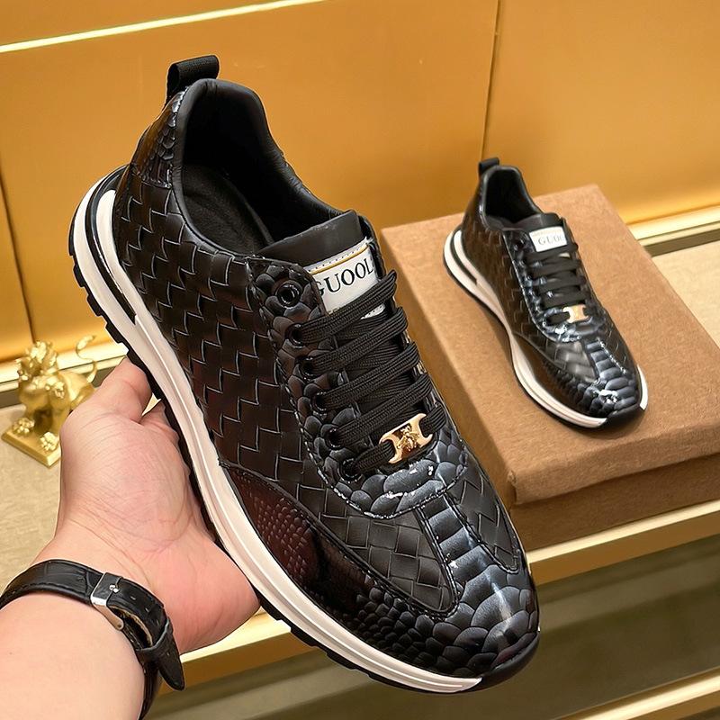 Little Bee Snakescale Leather Woven Sneakers