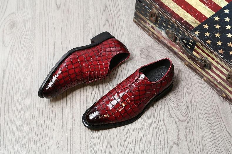 Crocodile Print Leather Men's Shoes Wedding
