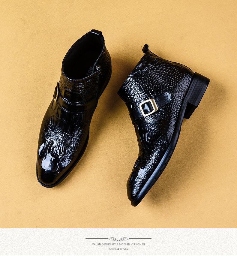 Genuine leather crocodile pattern high top British style