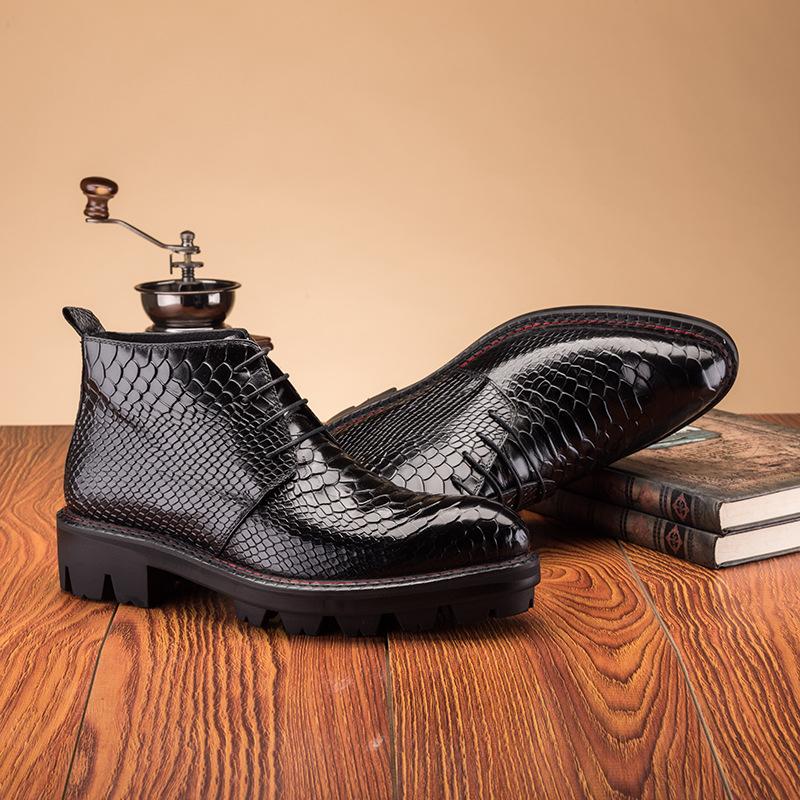 Crocodile print men's mid-calf boots