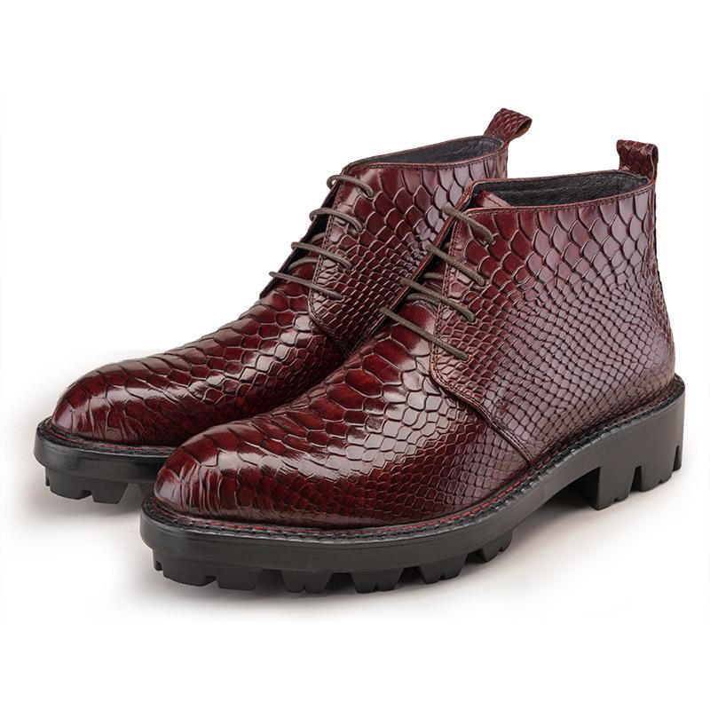 Crocodile print men's mid-calf boots