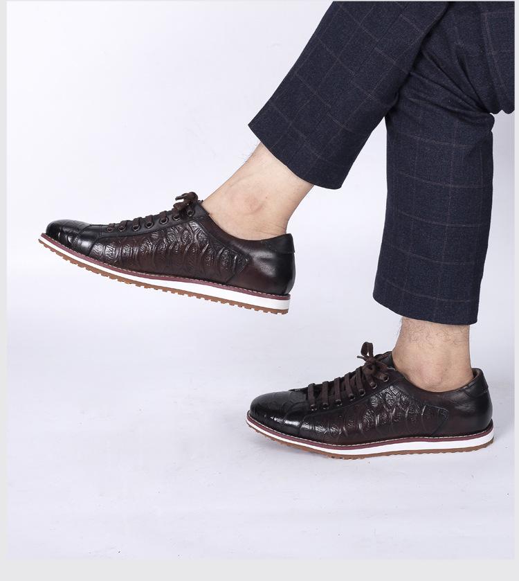 Cowhide Inner Height Increase Lace-Up Shoes