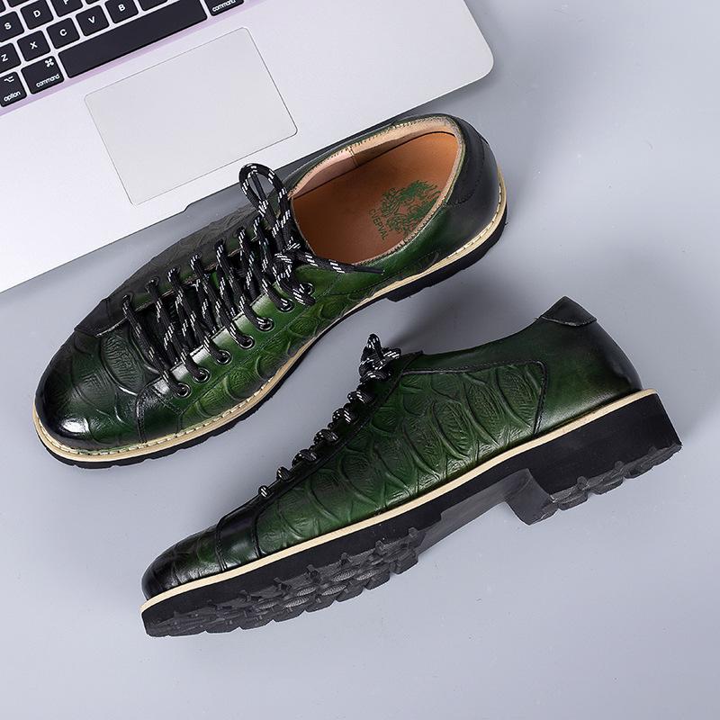 Cowhide Inner Height Increase Lace-Up Shoes