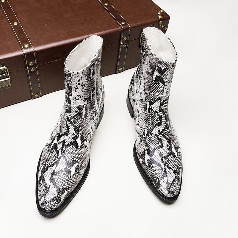 Embossed Snake Leather Boots