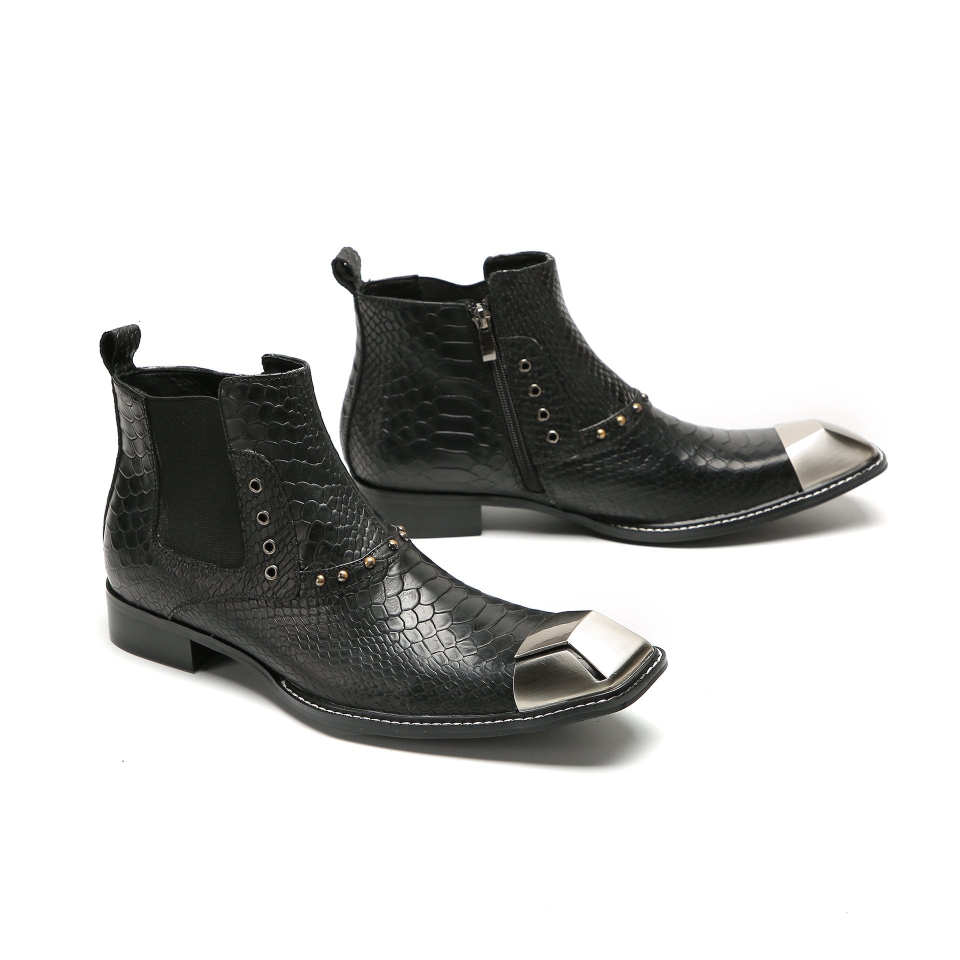 Cowhide Round Toe Chelsea Boots