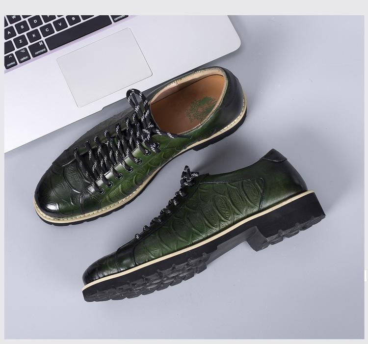 Cowhide Inner Height Increase Lace-Up Shoes