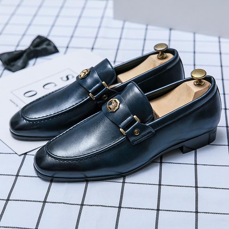Mens Dress Shoes Slip-On Shoes Genuine Leather Loafers Shoes for Men - 0018