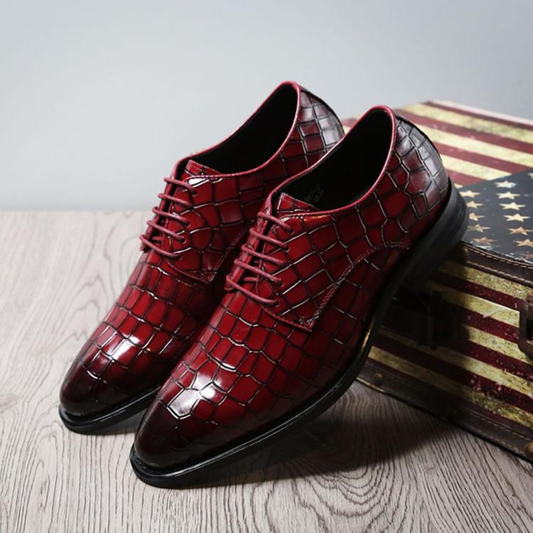 Crocodile Print Leather Men's Shoes Wedding