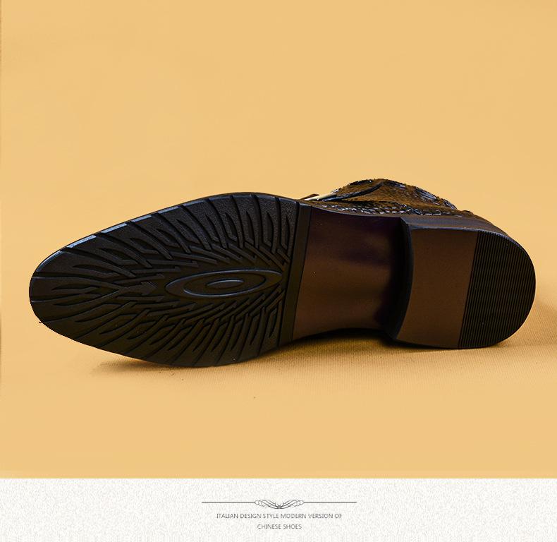 Genuine leather crocodile pattern high top British style