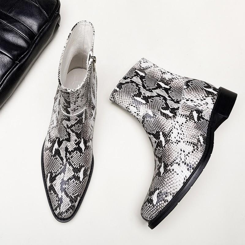 Embossed Snake Leather Boots