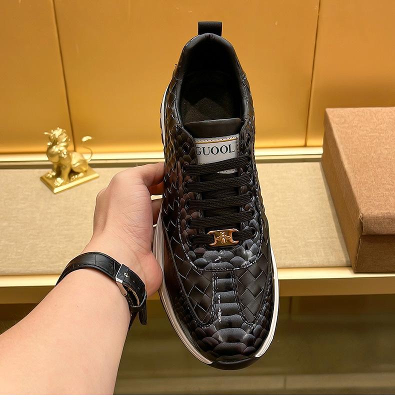 Little Bee Snakescale Leather Woven Sneakers