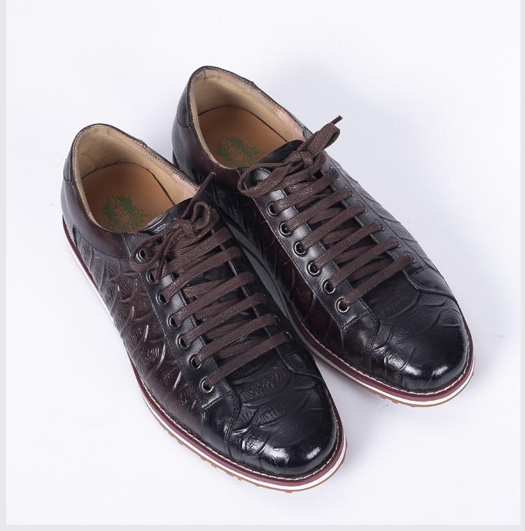 Cowhide Inner Height Increase Lace-Up Shoes