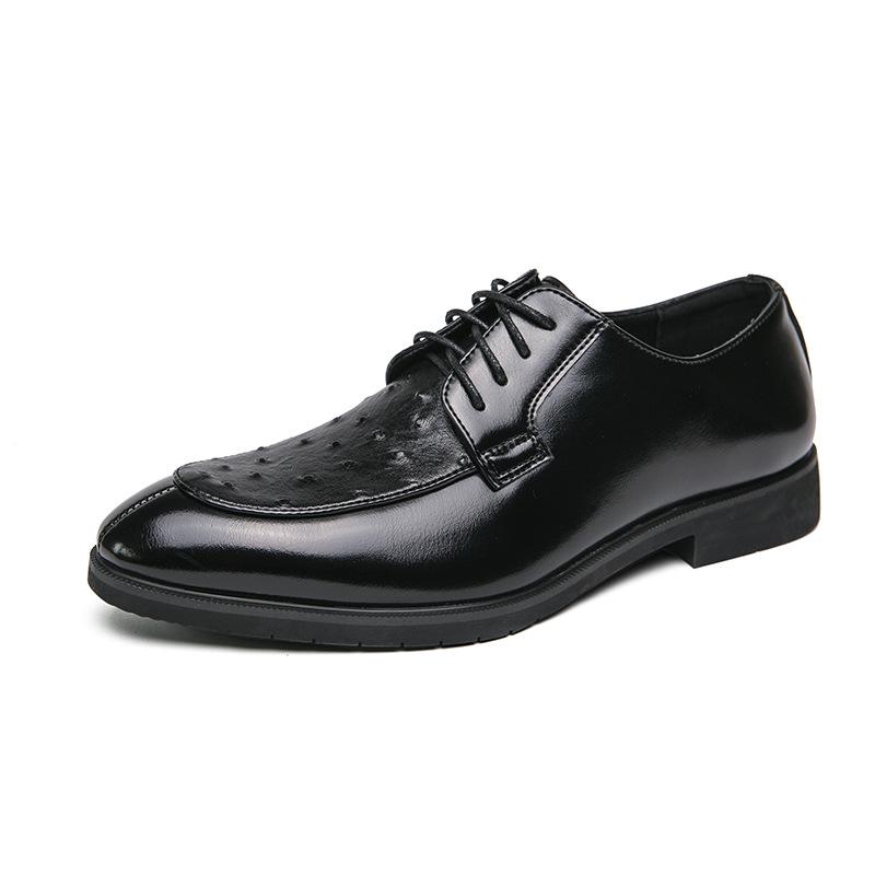 Ostrich Print Lace-Up Derby Shoes