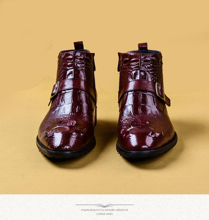 Genuine leather crocodile pattern high top British style