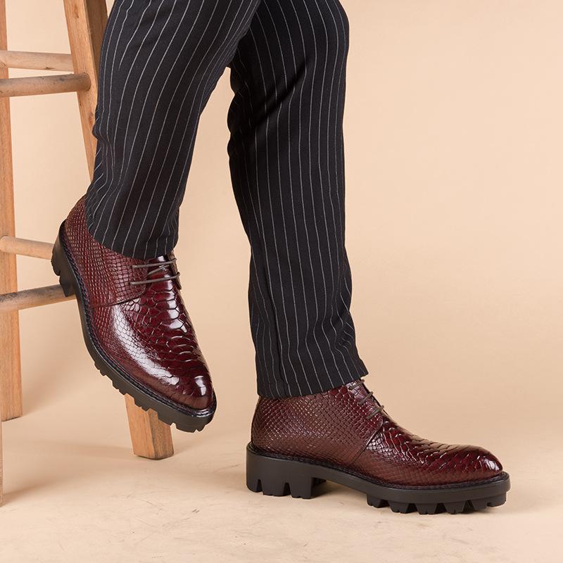 Crocodile print men's mid-calf boots