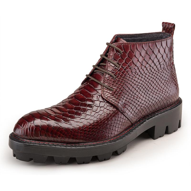Crocodile print men's mid-calf boots