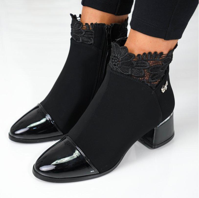 Lace-Stitched Little Bow Ankle Boots