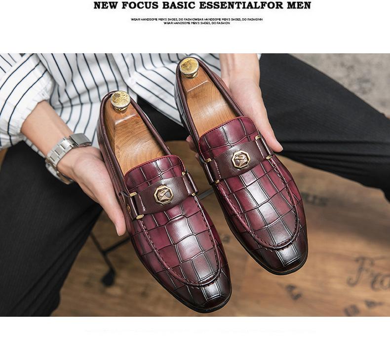 Mens Dress Shoes Slip-On Shoes Genuine Leather Loafers Shoes for Men - 0019