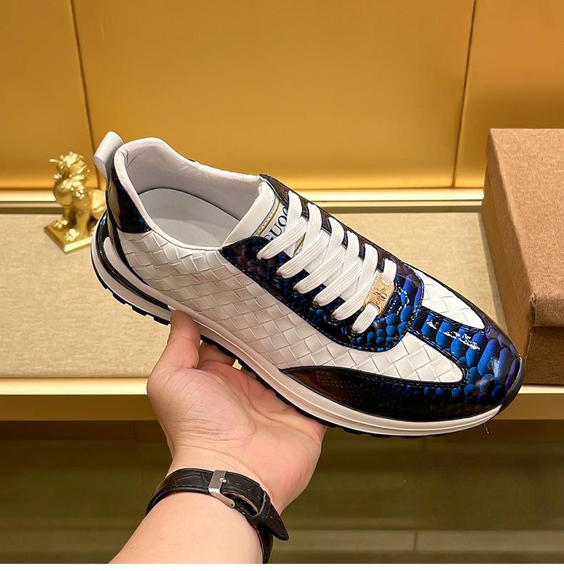 Little Bee Snakescale Leather Woven Sneakers