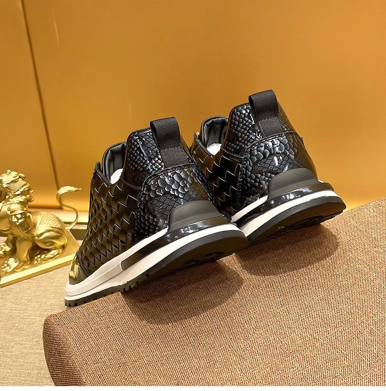 Little Bee Snakescale Leather Woven Sneakers