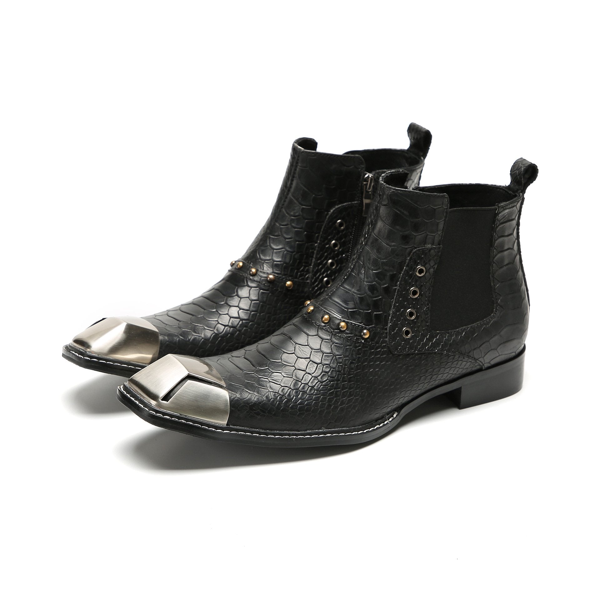 Cowhide Round Toe Chelsea Boots