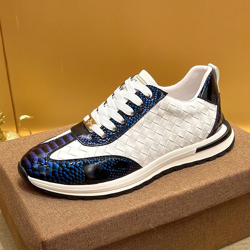Little Bee Snakescale Leather Woven Sneakers