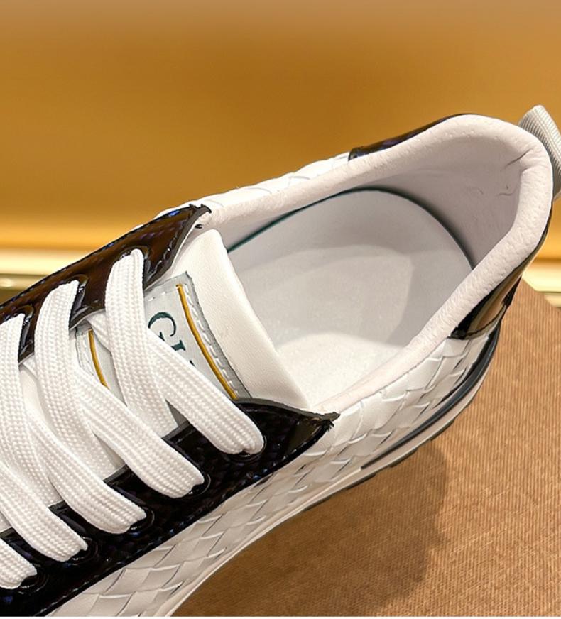 Little Bee Snakescale Leather Woven Sneakers