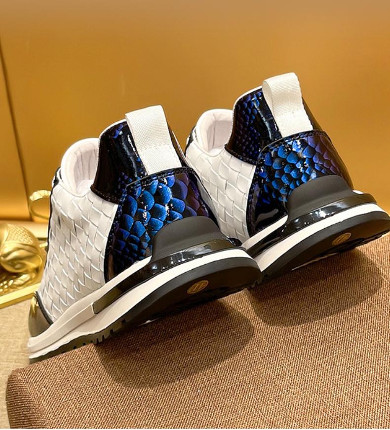 Little Bee Snakescale Leather Woven Sneakers