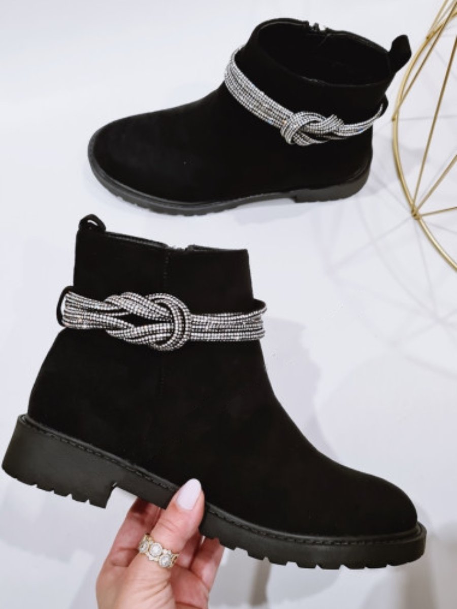 Rhinestone-Embellished Elegant Flat Boots