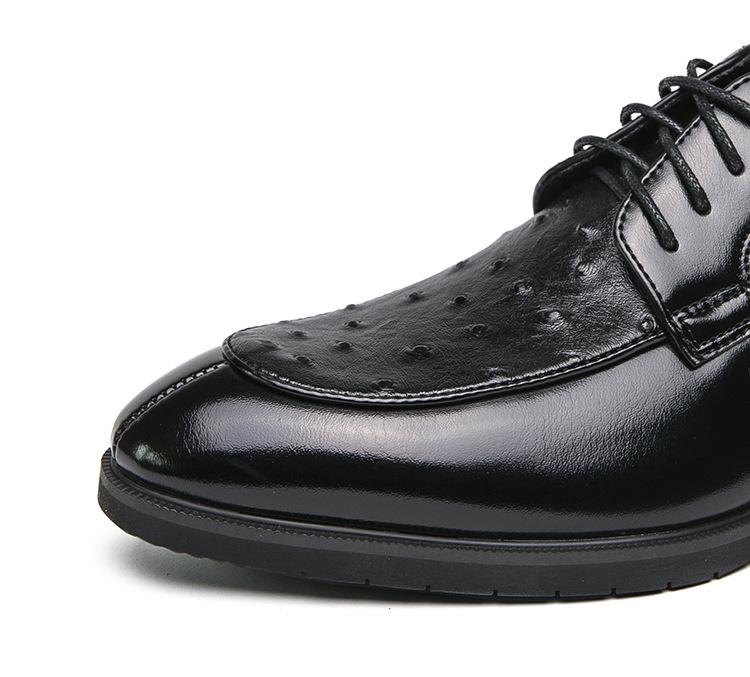 Ostrich Print Lace-Up Derby Shoes