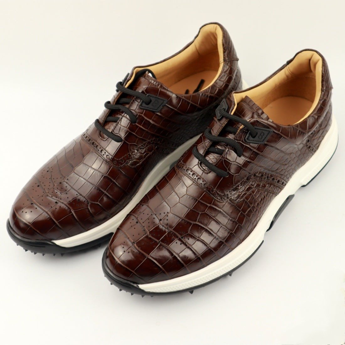 Men’s Golf Shoes Genuine Crocodile Alligator Skin Leather Handmade