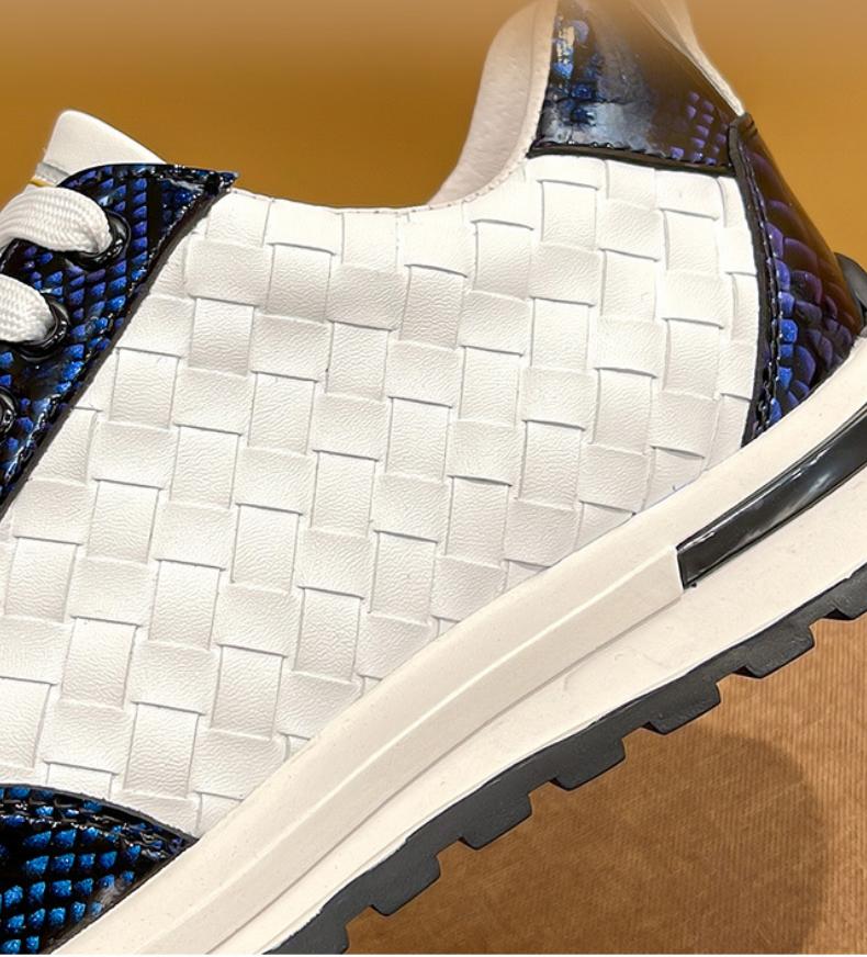 Little Bee Snakescale Leather Woven Sneakers