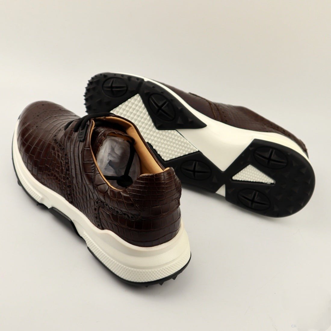 Men’s Golf Shoes Genuine Crocodile Alligator Skin Leather Handmade