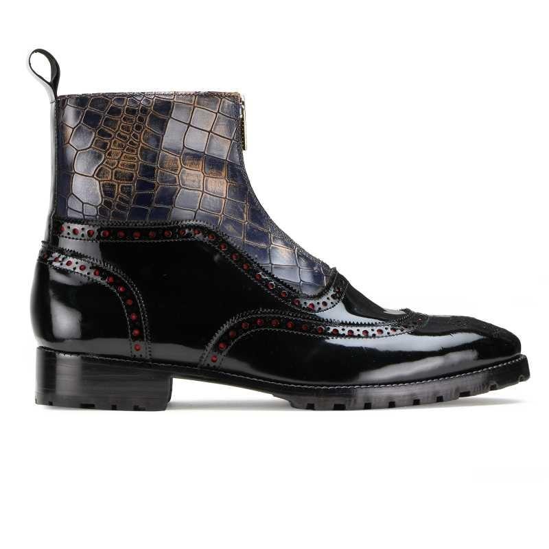 Ripper Deepcroc Zipper Leather Boots