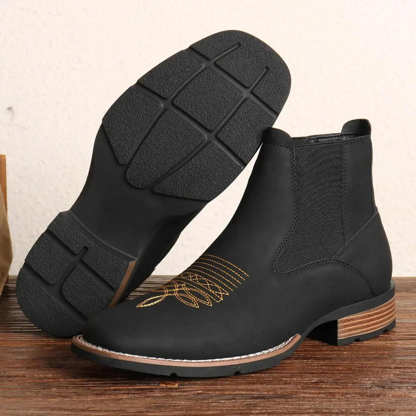 Men's Business Embroidering Design Ankle Boots