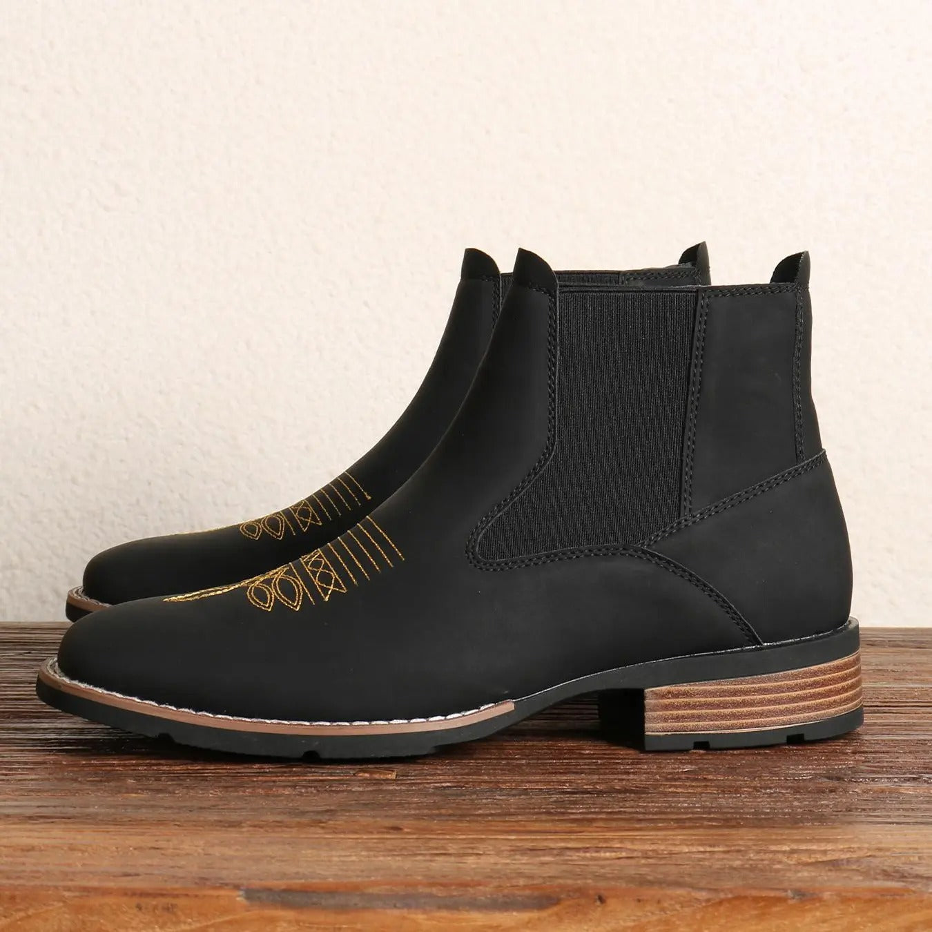 Men's Business Embroidering Design Ankle Boots