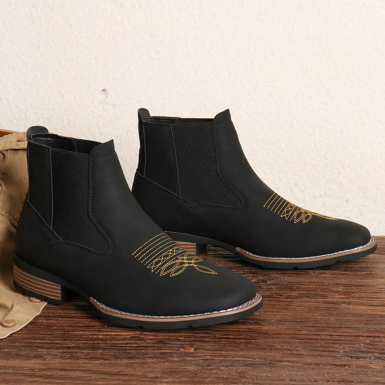 Men's Business Embroidering Design Ankle Boots