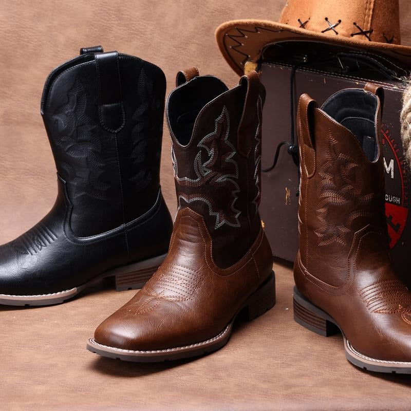 Men's Western Boots With Embroidered