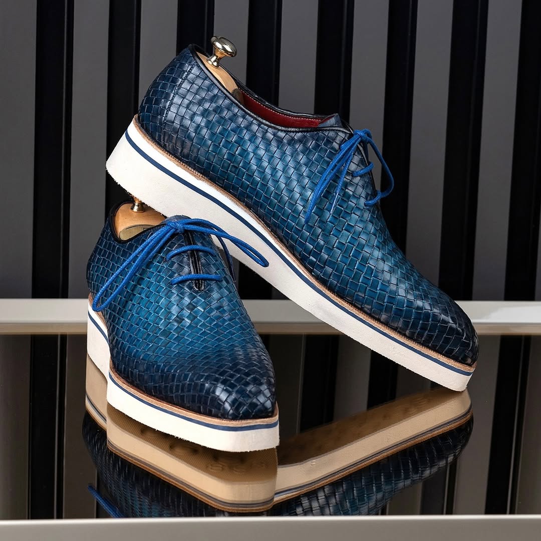 Men’s Blue Woven Leather Smart Casual