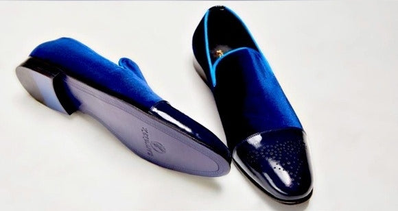 Navy Blue Velvet Loafers