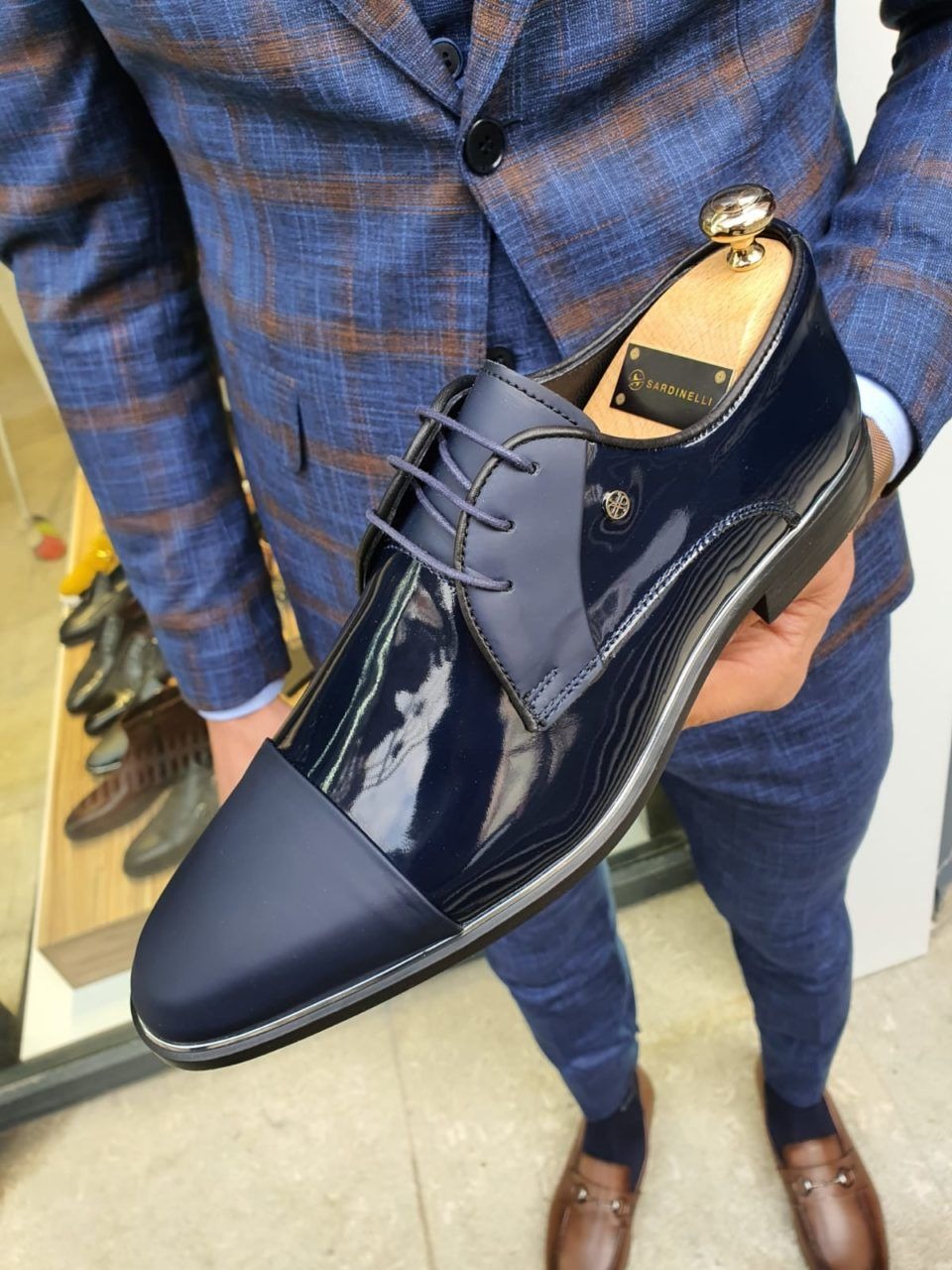 Aysoti Marav Navy Blue Cap Toe Laced Blucher