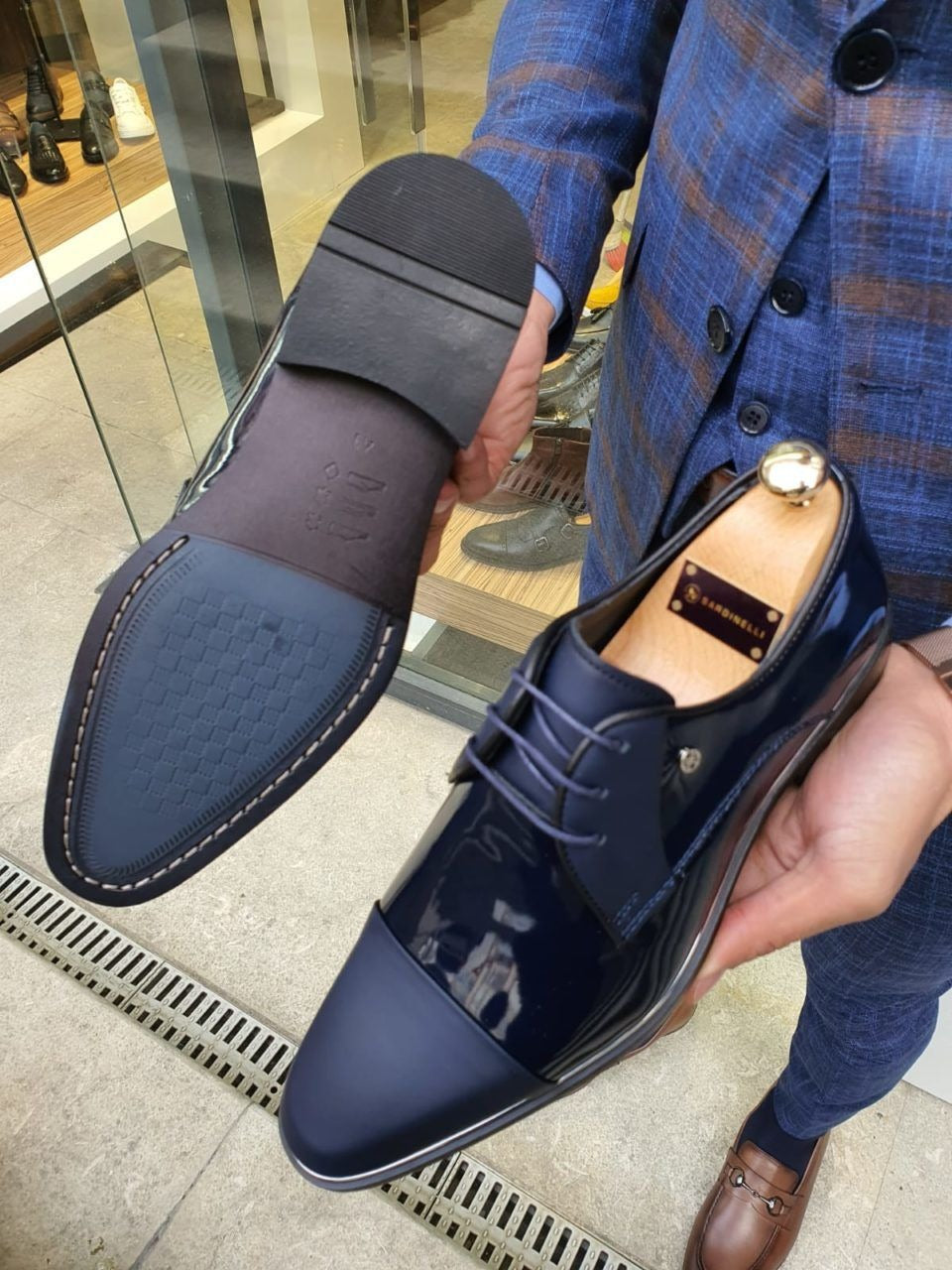 Aysoti Marav Navy Blue Cap Toe Laced Blucher