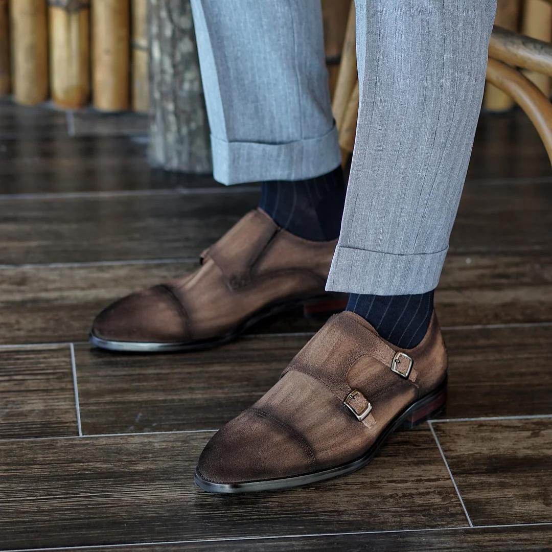 Cap Toe Double Monkstrap Shoes