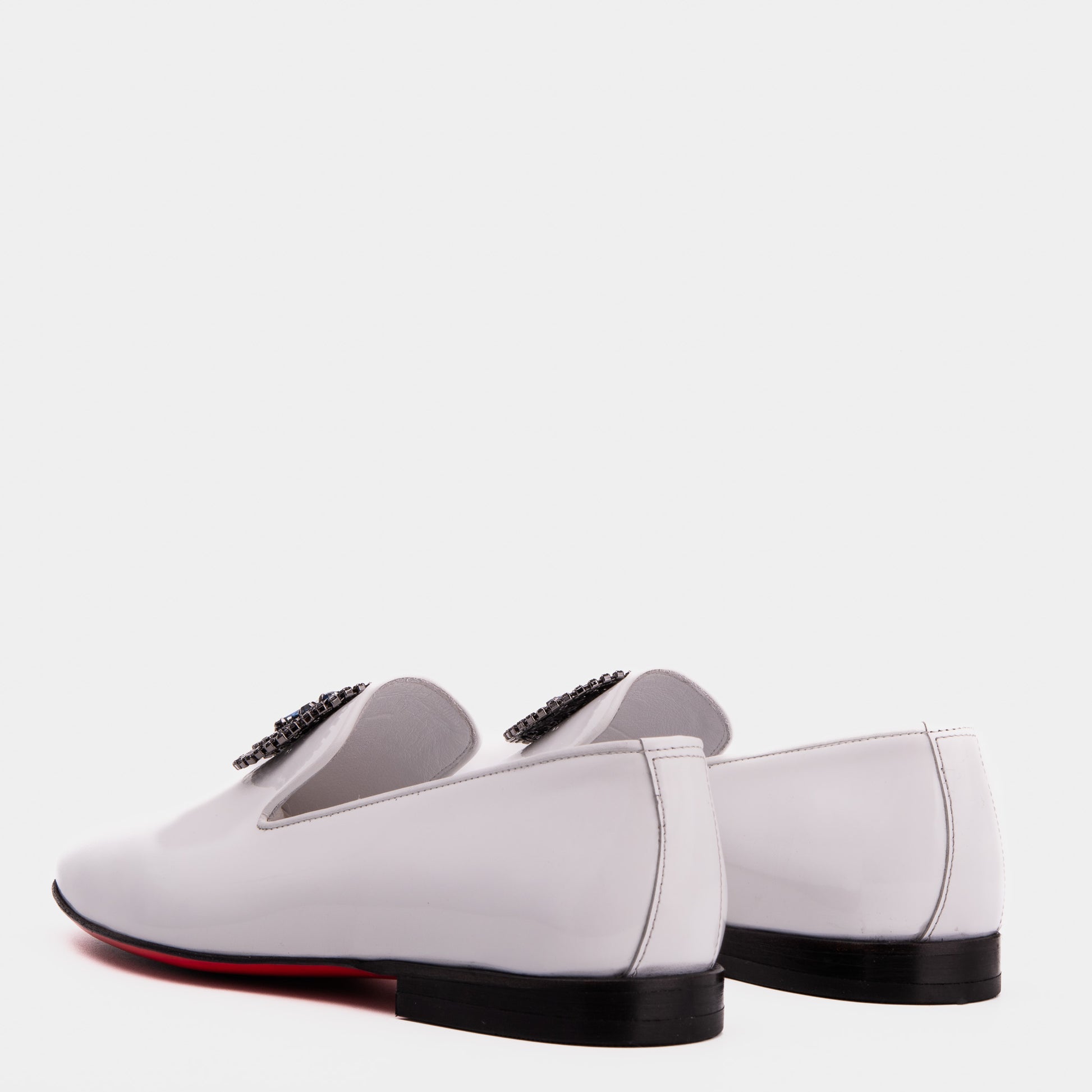 The Pombe Black/White Patent Leather Dress Slip-on Loafer Men Shoe