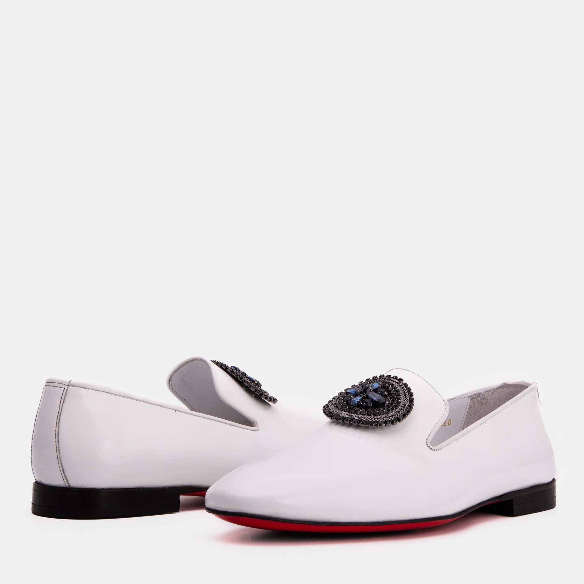 The Pombe Black/White Patent Leather Dress Slip-on Loafer Men Shoe