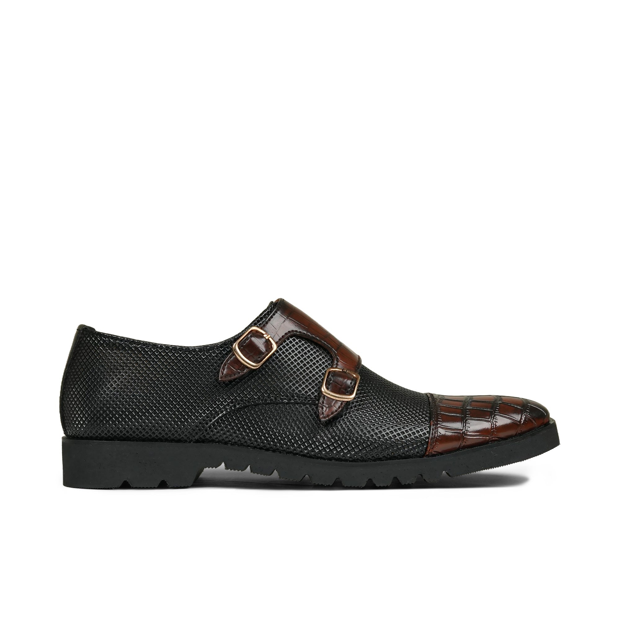 Luxe Dual-Buckle Croc Monk Shoes