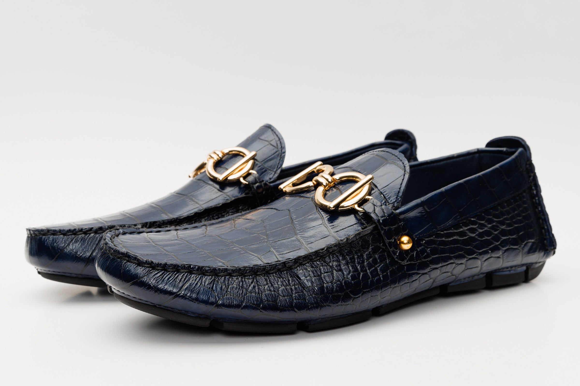 The Pisa Black Leather Bit Drive Loafer Men Shoe