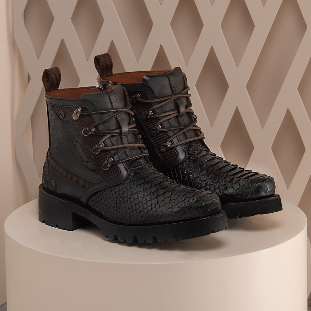 Men's Urban Genuine Leather Python Ankle Boots