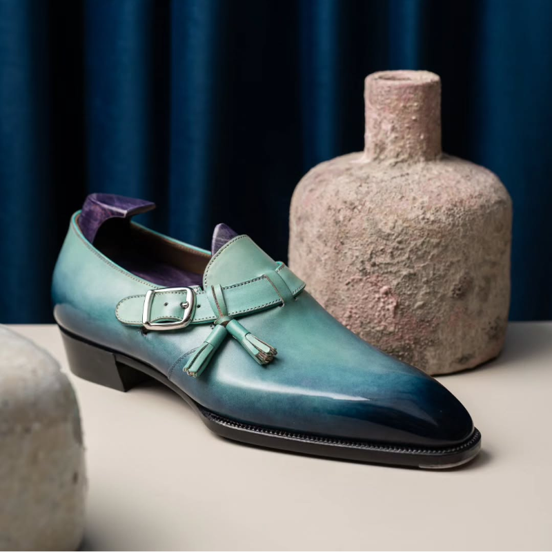 Calfskin Monk Shoes Sky Blue